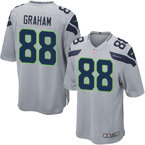 Men's Game Jimmy Graham Nike Jersey Grey Alternate - #88 NFL Seattle Seahawks